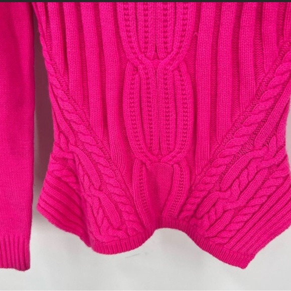 Barbie hot pink Ted Baker London Daisuma Cable Knit Sweater In Neon Pink 2/M - Picture 4 of 4
